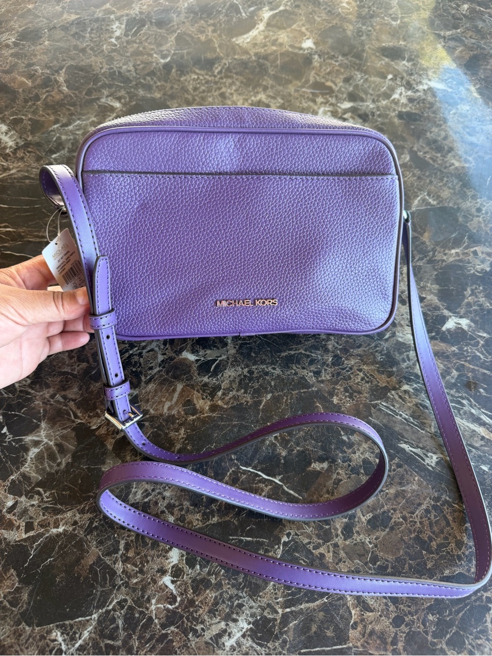 Michael Kors Plum Pebbled Leather Crossbody Bag